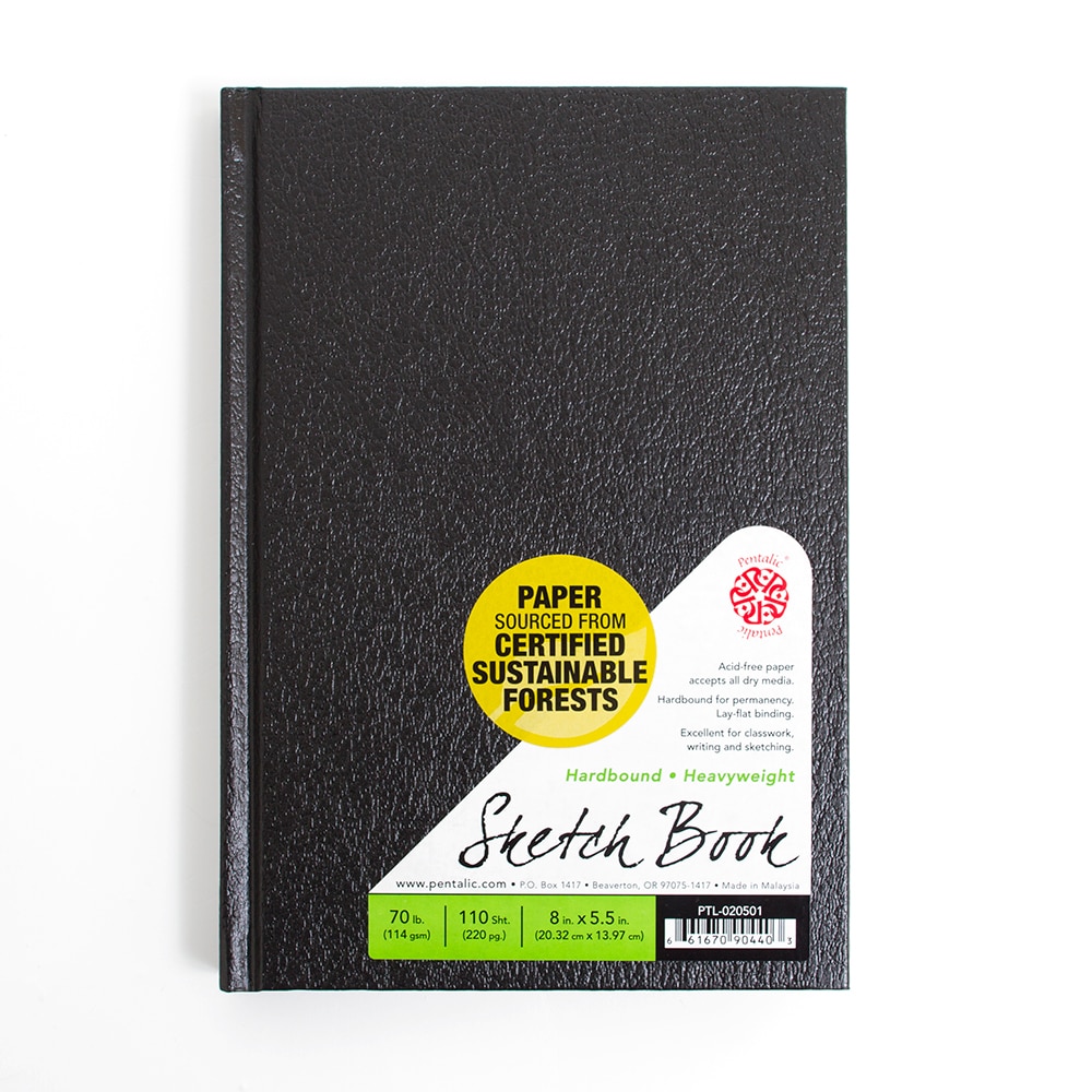 Pentalic, Black, Sketchbooks & Pads, Art & School, 70#, Wire bound, 110 sheet, 90059